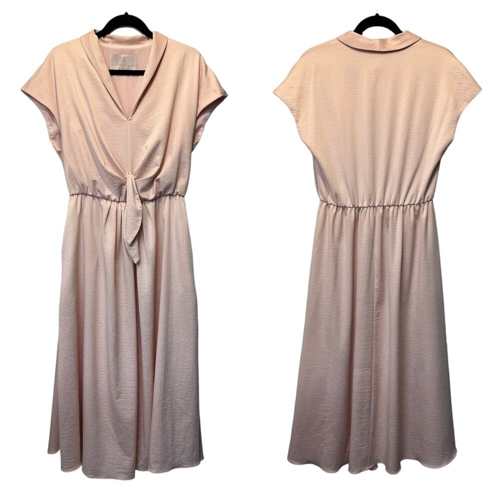 Gal Meets Glam Margie Dress Blush Short Sleeve Midi Silky Feel Womens Size 10 - Picture 2 of 7